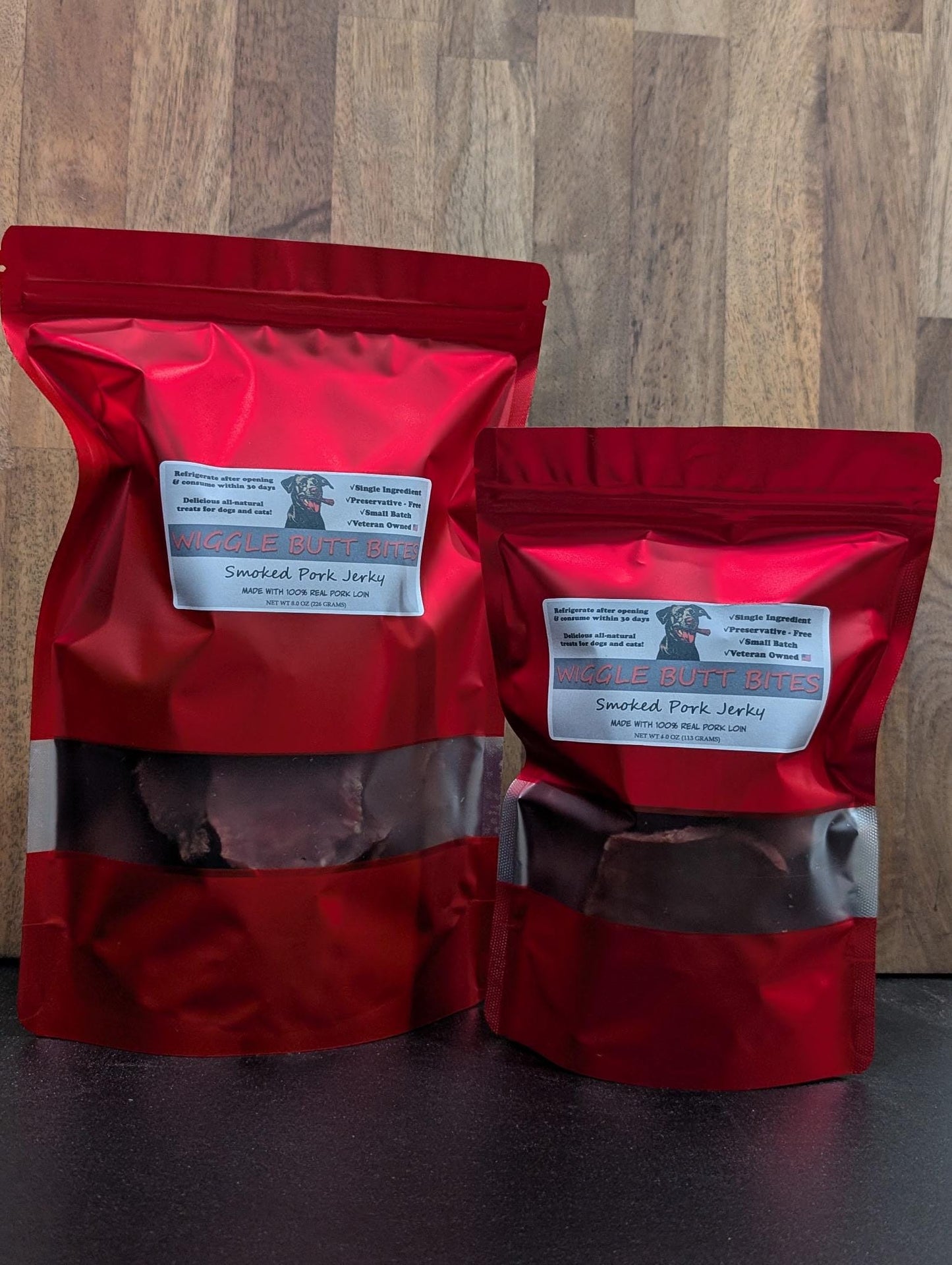 All Natural Single Ingredient Pork Jerky Treats for Dogs and Cats